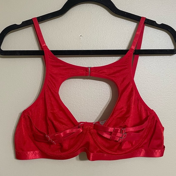 Avid Love strappy bright red lingerie‎ bra size XL - Picture 1 of 5